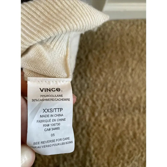 Vince Painted Ombre Knit Sweater, White/Black Soft Small Womens XXS Cashmere - Picture 5 of 5